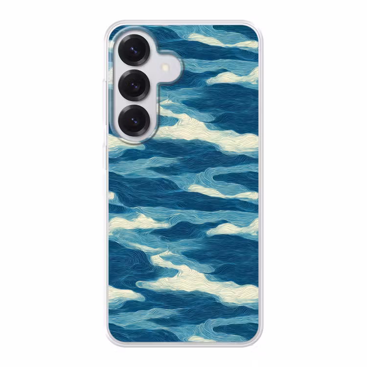 Golven - Abstract - Patroon - Blauw - Wit Telefoonhoesje Samsung Galaxy S26 klein 975 -3d