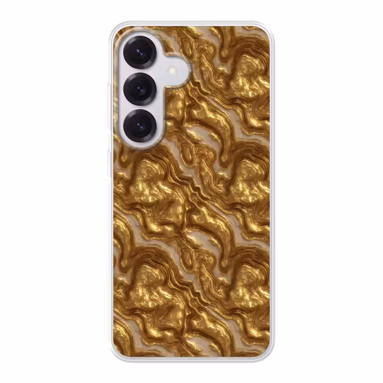 Golven - Organisch - Goud - Crème Telefoonhoesje Samsung Galaxy S26 klein 975 -3d