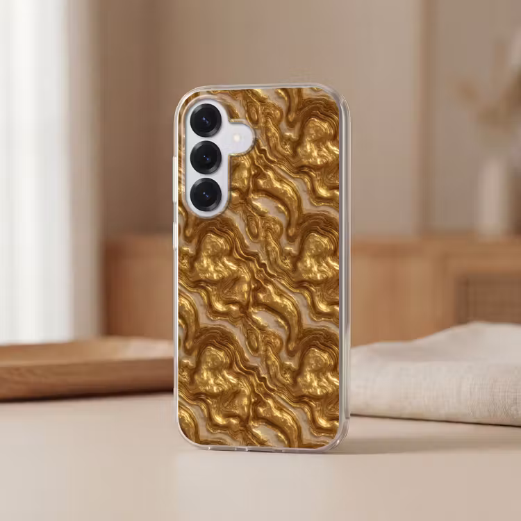 Golven - Organisch - Goud - Crème Telefoonhoesje Samsung Galaxy S26 klein 975 -sfeer2
