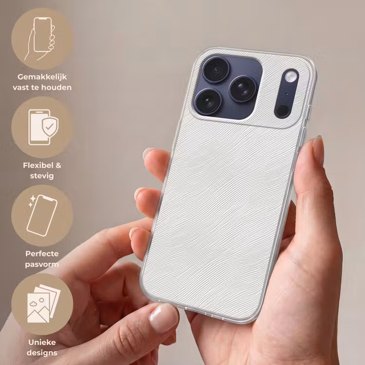 Golven - Ribbels - Wit Telefoonhoesje iPhone 17 Pro klein 878 -sfeer3_NL