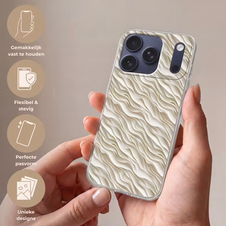 Golven - Wit - Minimalistisch Telefoonhoesje iPhone 17 Pro klein 878 -sfeer3_NL