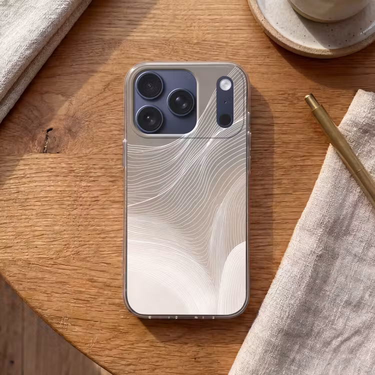 Golvende lijnen - Luchtstromen - Harmonieus Telefoonhoesje iPhone 17 Pro klein -sfeer1