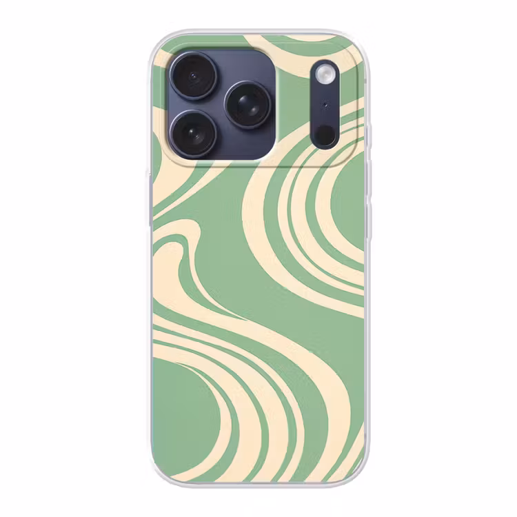 Golvende lijnen - Mintgroen - Dansende vormen Telefoonhoesje iPhone 17 Pro klein -3d