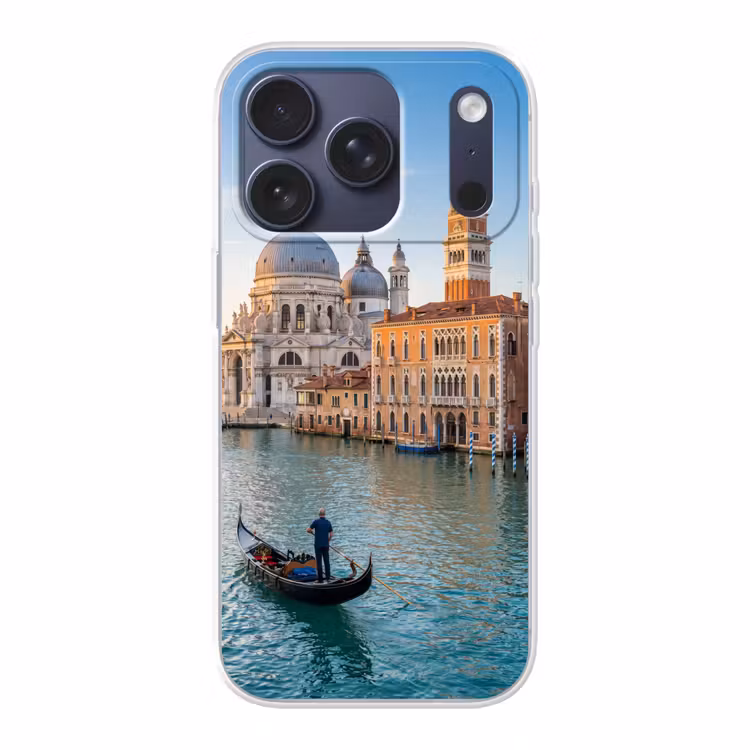 Gondel - Venetië - Kanaal - Stadsgezicht - Avondlicht Telefoonhoesje iPhone 17 Pro klein -3d