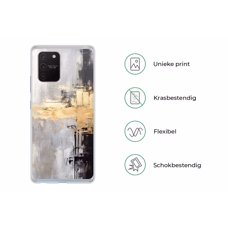 Goud - Luxe - Acryl - Kunst Telefoonhoesje Samsung Galaxy S10 Lite klein -specsS10Lite