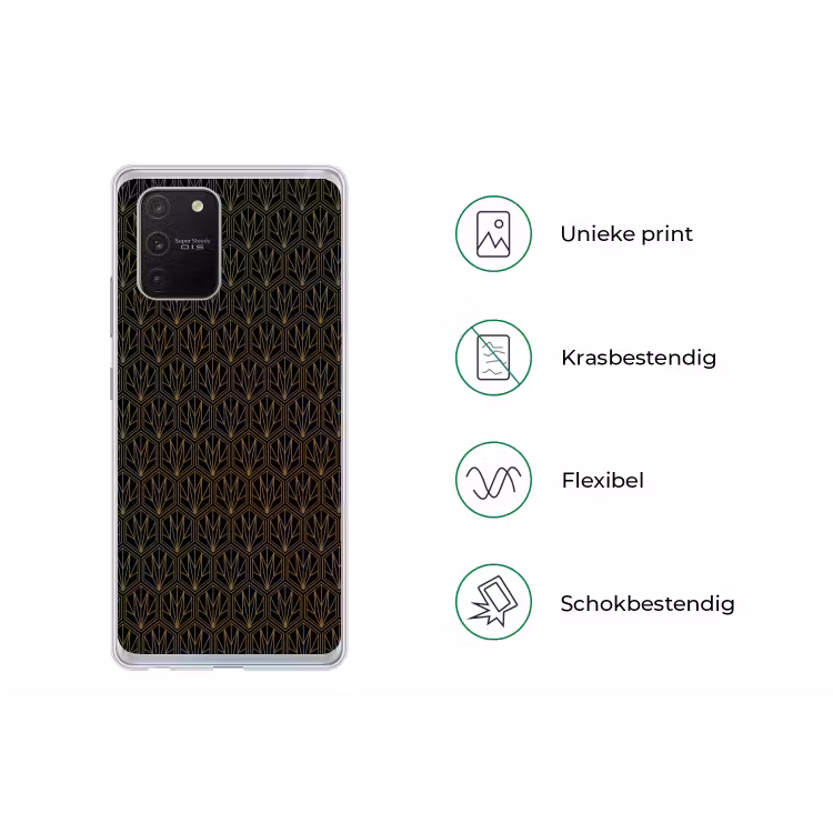 Goud - Zwart - Lijnen Telefoonhoesje Samsung Galaxy S10 Lite klein 364 -specsS10Lite