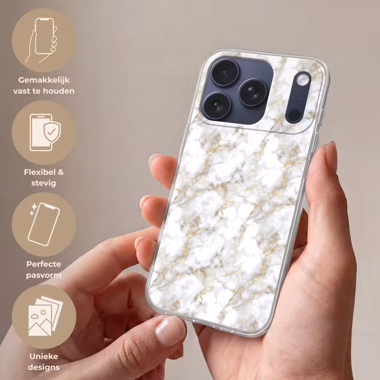 Gouden aders - Marmer - Wit Telefoonhoesje iPhone 17 Pro klein 878 -sfeer3_NL