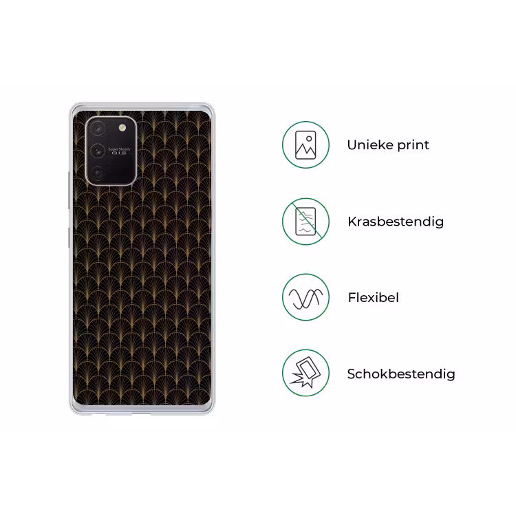 Gouden - Waaiers - Zwart Telefoonhoesje Samsung Galaxy S10 Lite klein 364 -specsS10Lite