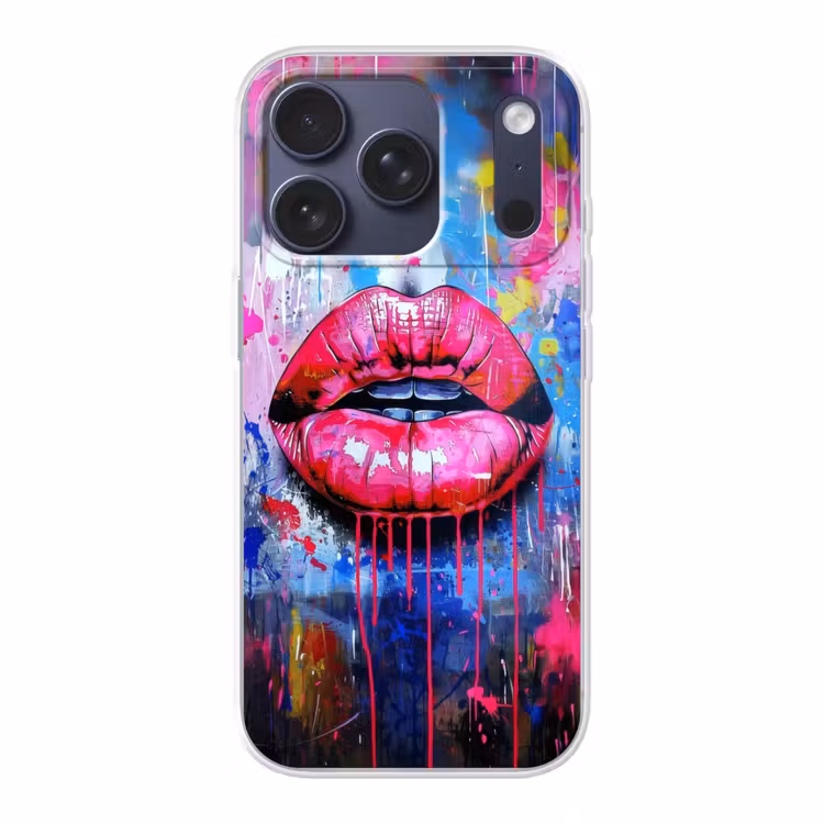 Graffiti - Lippen - Felroze - Geschilderd Telefoonhoesje iPhone 17 Pro klein -3d