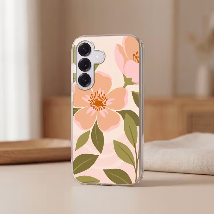 Grafisch - Bloemen - Roze Telefoonhoesje Samsung Galaxy S26 klein -sfeer2