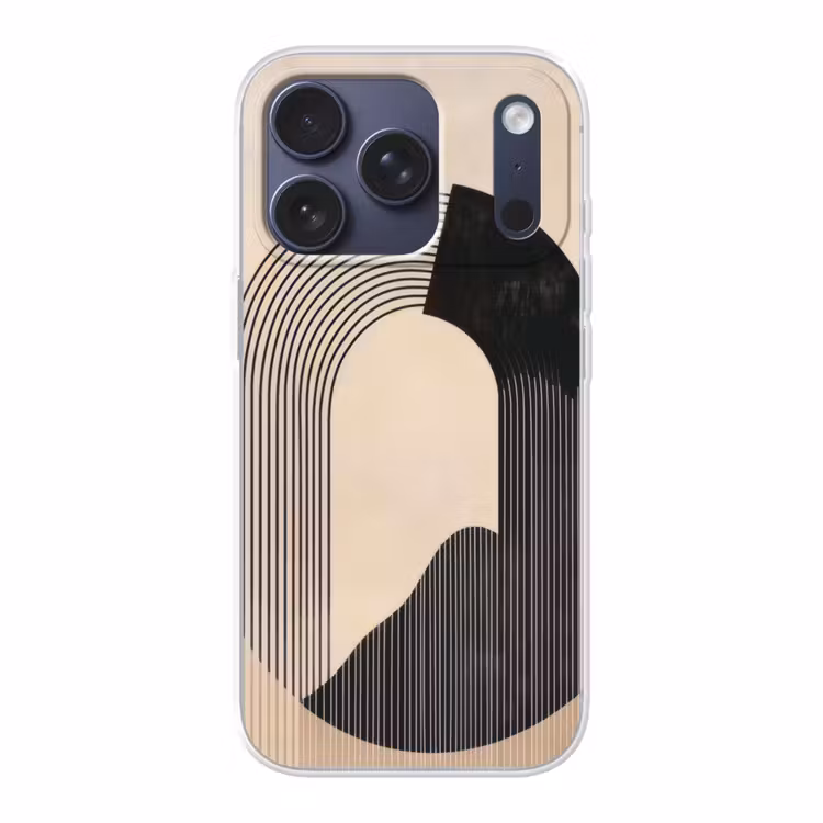 Grafisch gebogen motief - Beige Telefoonhoesje iPhone 17 Pro klein -3d