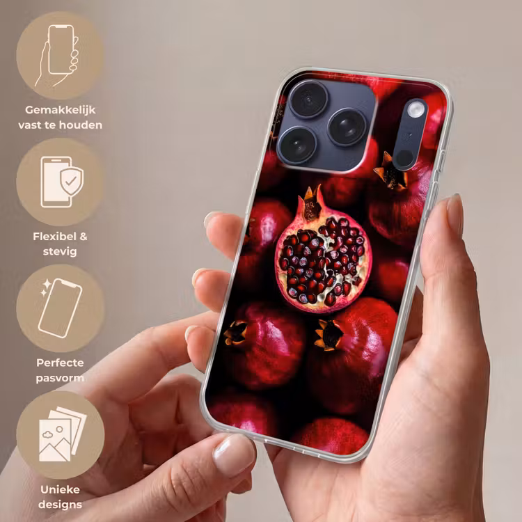 Granaatappel - Rood - Fruit Telefoonhoesje iPhone 17 Pro klein -sfeer3_NL