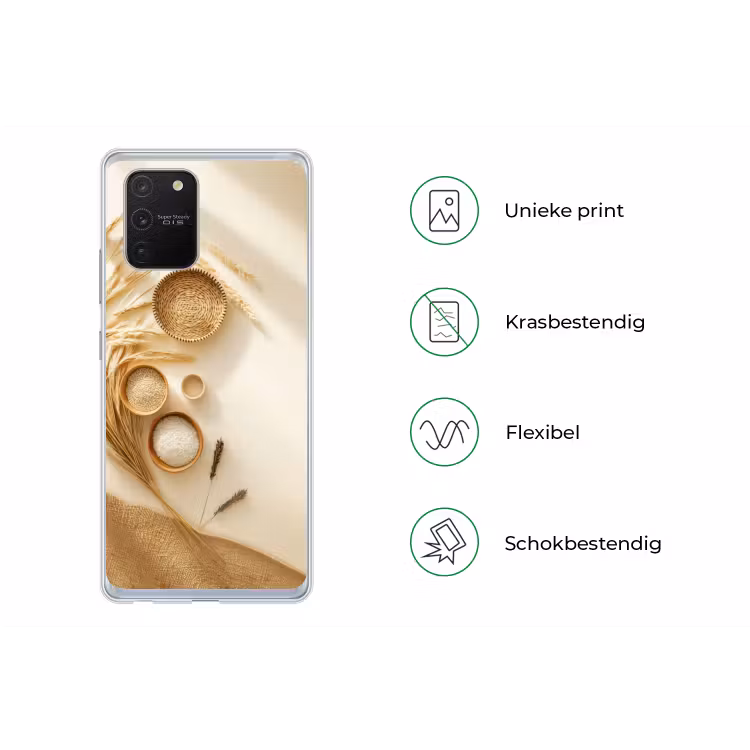 Granen - Hout - Kom - Beige Telefoonhoesje Samsung Galaxy S10 Lite klein -specsS10Lite