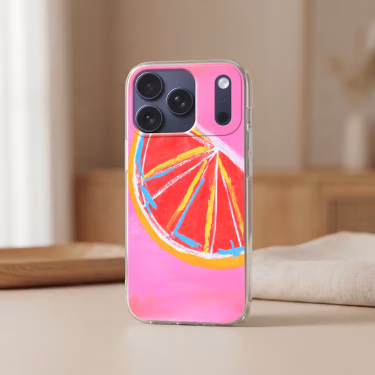 Grapefruit - Geschilderd - Roze - Strepen Telefoonhoesje iPhone 17 Pro klein -sfeer2