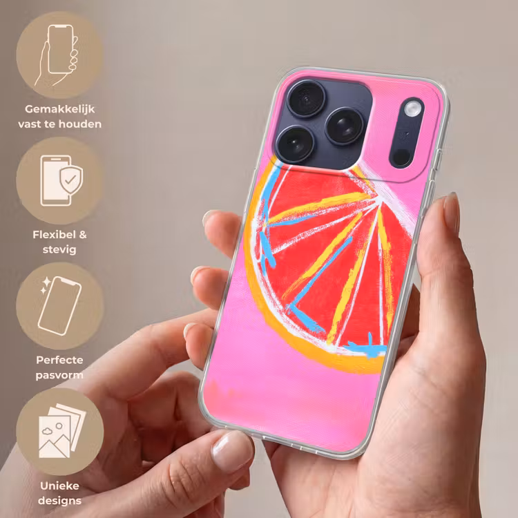 Grapefruit - Geschilderd - Roze - Strepen Telefoonhoesje iPhone 17 Pro klein -sfeer3_NL