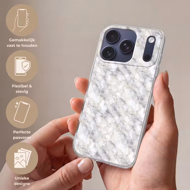 Grijs - Marmer - Gedetailleerd Telefoonhoesje iPhone 17 Pro klein 878 -sfeer3_NL