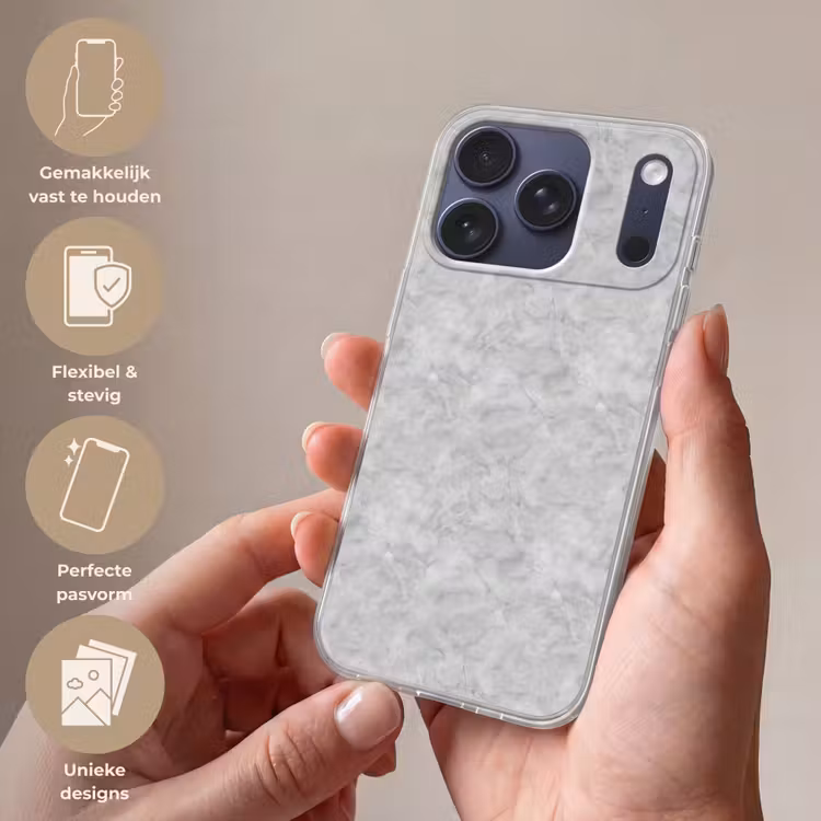 Grijs - Marmer - Mat Telefoonhoesje iPhone 17 Pro klein 878 -sfeer3_NL