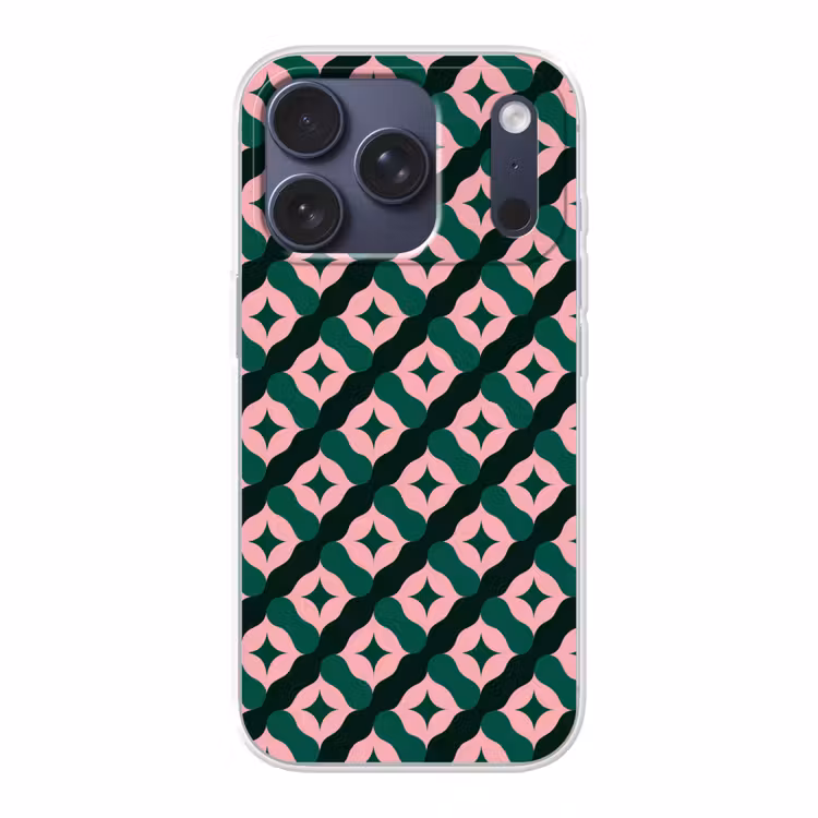 Groen - Roze - Retro - Sterren Telefoonhoesje iPhone 17 Pro klein 878 -3d