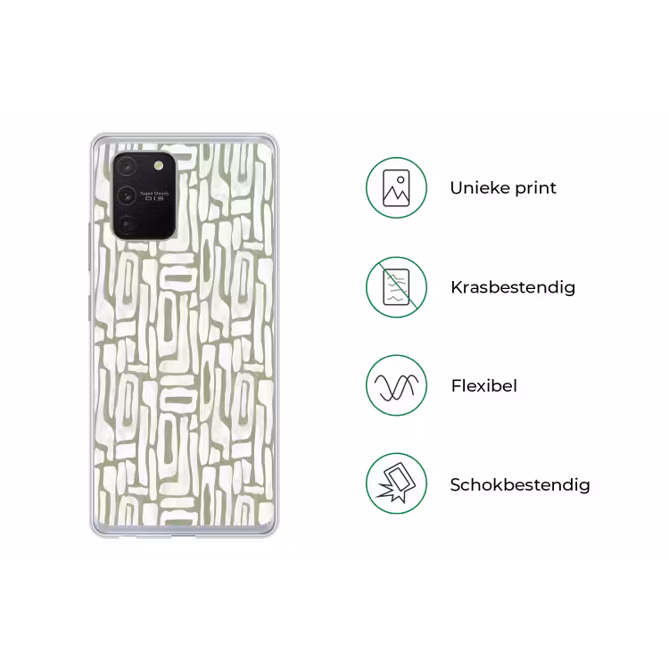 Groen - Wit - Kronkelen Telefoonhoesje Samsung Galaxy S10 Lite klein 364 -specsS10Lite