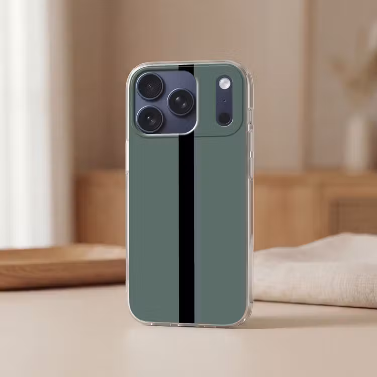 Groen - Zwart - Streep - Minimalistisch Telefoonhoesje iPhone 17 Pro klein -sfeer2