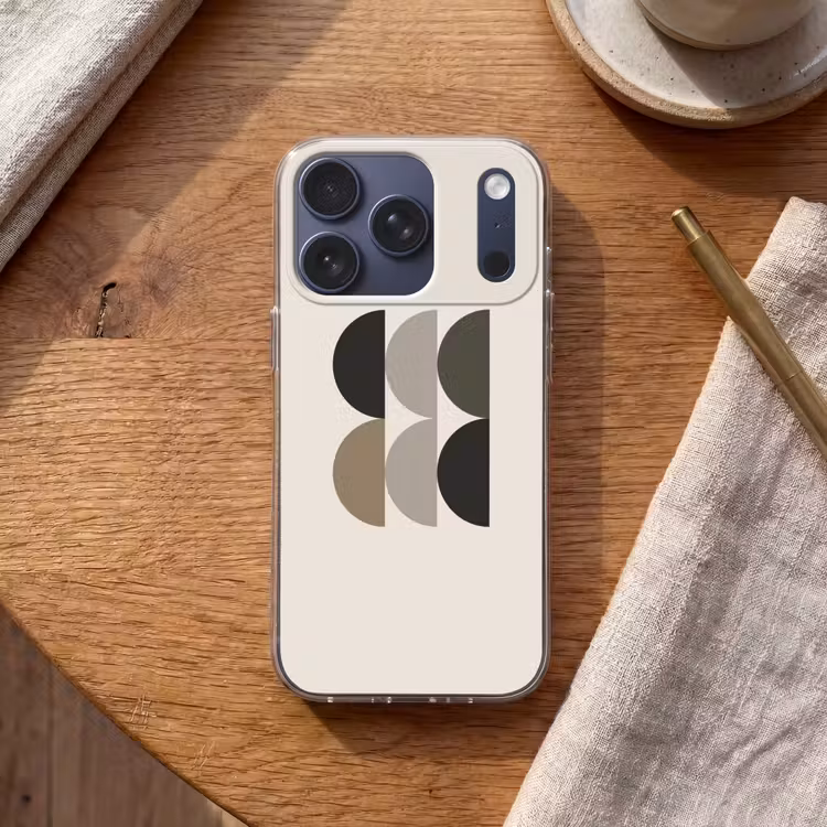Halve cirkels - Aardetinten - Grafisch Telefoonhoesje iPhone 17 Pro klein -sfeer1