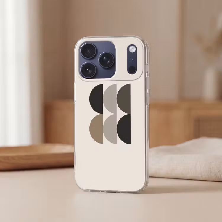 Halve cirkels - Aardetinten - Grafisch Telefoonhoesje iPhone 17 Pro klein -sfeer2