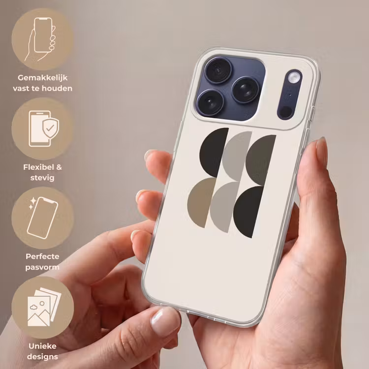 Halve cirkels - Aardetinten - Grafisch Telefoonhoesje iPhone 17 Pro klein -sfeer3_NL