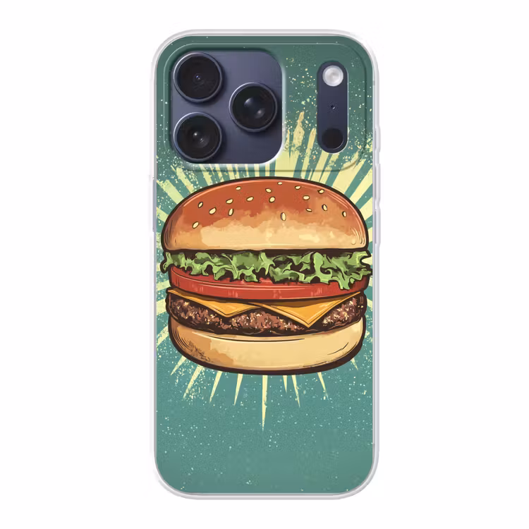 Hamburger - Illustratie - Sla - Kaas Telefoonhoesje iPhone 17 Pro klein -3d
