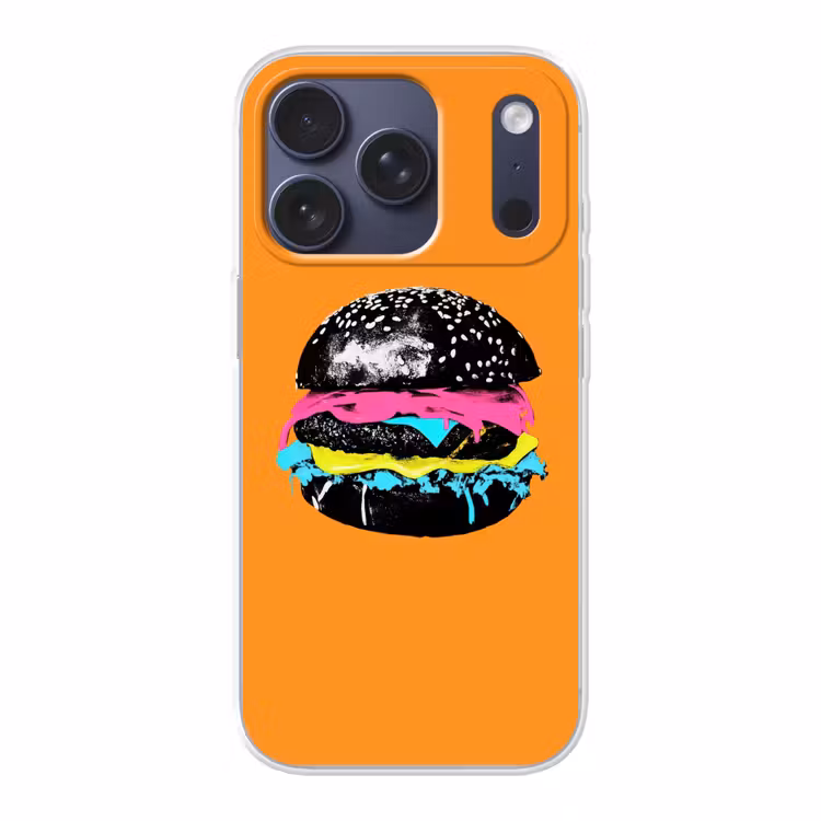 Hamburger - Oranje - Neon - popart Telefoonhoesje iPhone 17 Pro klein -3d