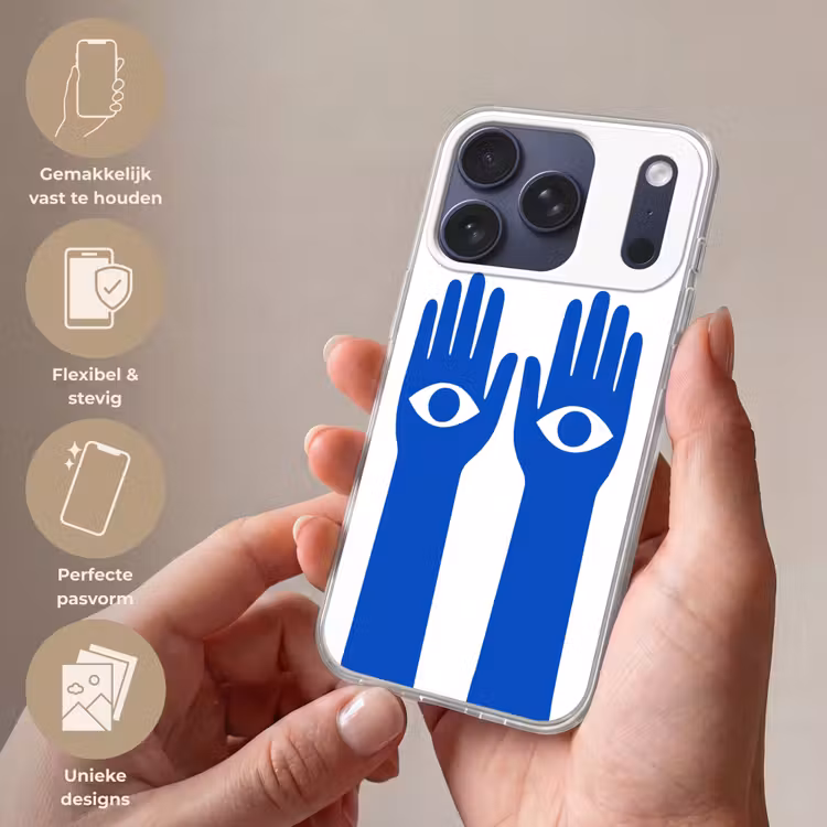 Handen - Twee - Ogen - Blauw Telefoonhoesje iPhone 17 Pro klein -sfeer3_NL