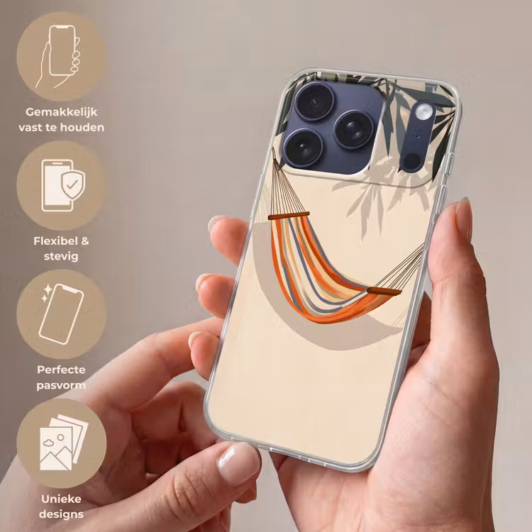 Hangmat - Kleurrijk - Bladeren - Schaduw Telefoonhoesje iPhone 17 Pro klein -sfeer3_NL