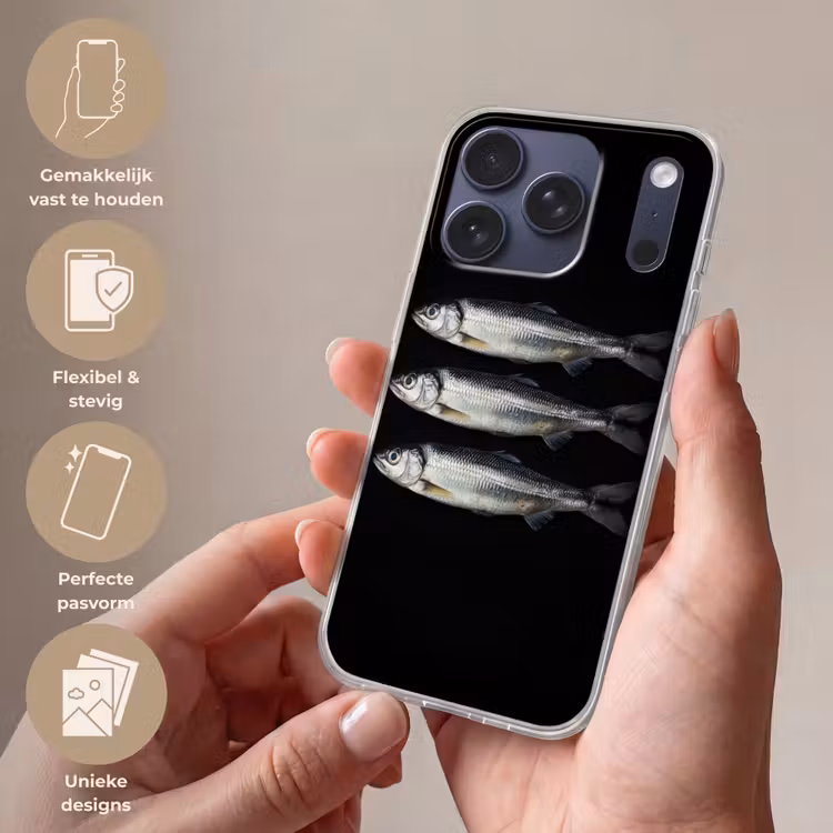 Haring - Vissen - Zwart Telefoonhoesje iPhone 17 Pro klein -sfeer3_NL