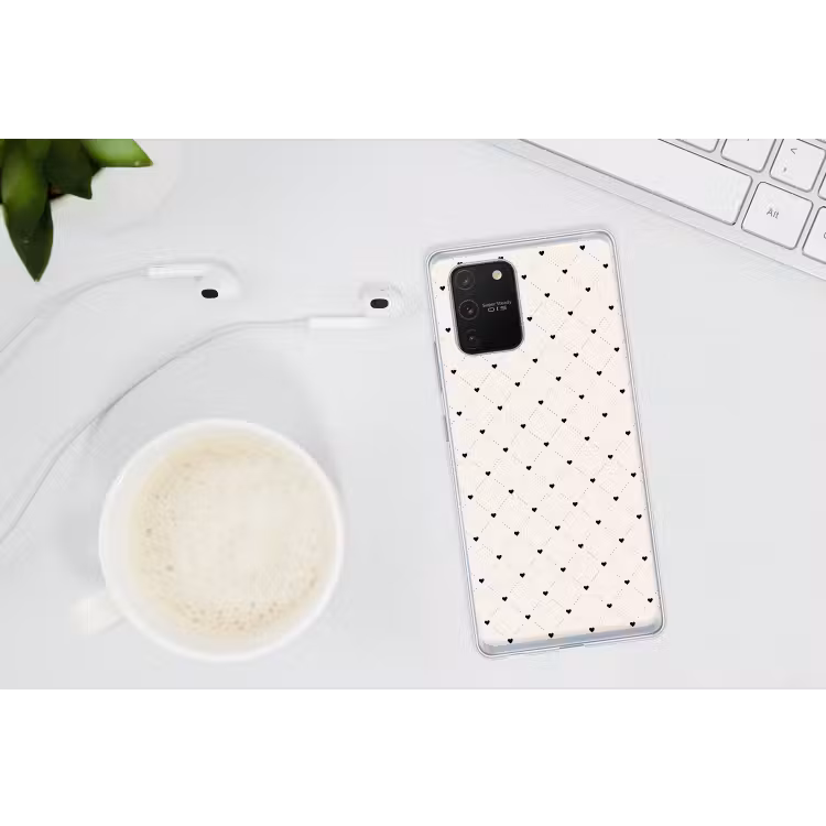 Hart - Dotline - Wit - Zwart Telefoonhoesje Samsung Galaxy S10 Lite klein 364 -oordopS10Lite