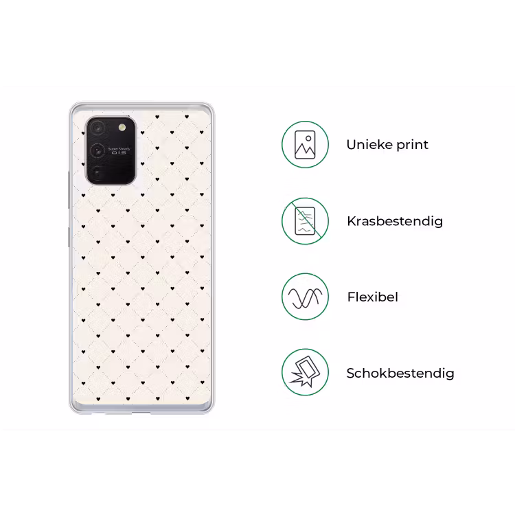 Hart - Dotline - Wit - Zwart Telefoonhoesje Samsung Galaxy S10 Lite klein 364 -specsS10Lite