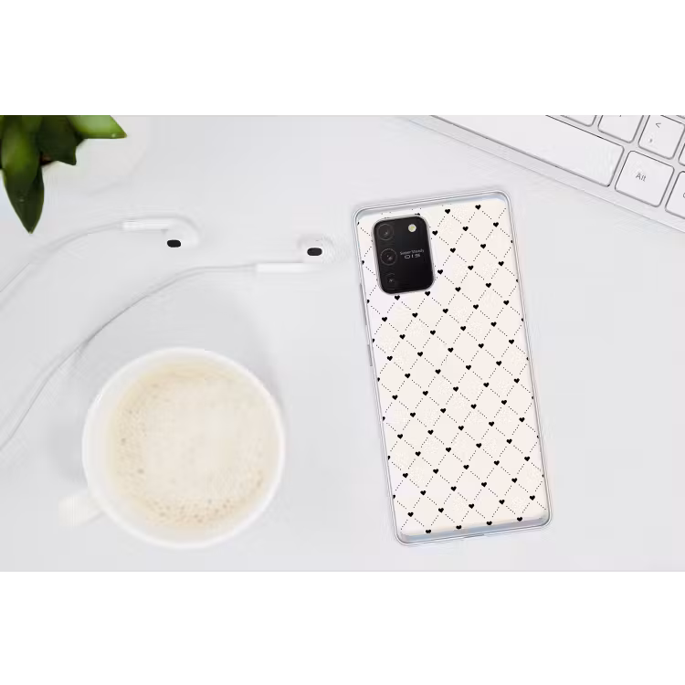 Hart - Dotline - Wit - Zwart Telefoonhoesje Samsung Galaxy S10 Lite klein 364 -oordopS10Lite