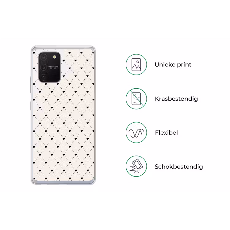 Hart - Dotline - Wit - Zwart Telefoonhoesje Samsung Galaxy S10 Lite klein 364 -specsS10Lite