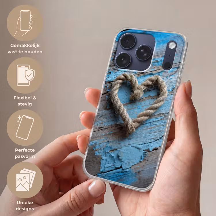 Hart - Touw - Hout - Rustiek Telefoonhoesje iPhone 17 Pro klein -sfeer3_NL
