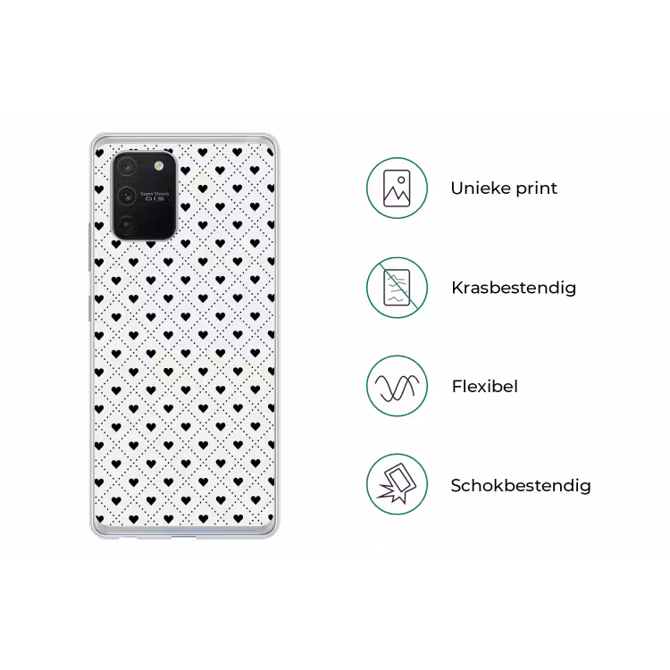 Hart - Vierhoek - Wit - Zwart Telefoonhoesje Samsung Galaxy S10 Lite klein 364 -specsS10Lite