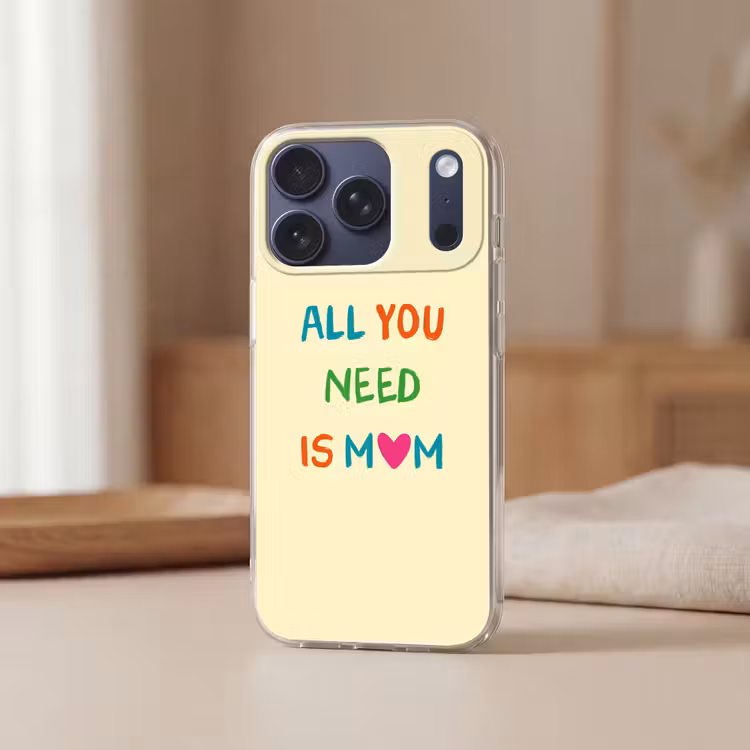 Hartje - Moeder - Tekst - Kleurrijk Telefoonhoesje iPhone 17 Pro klein -sfeer2