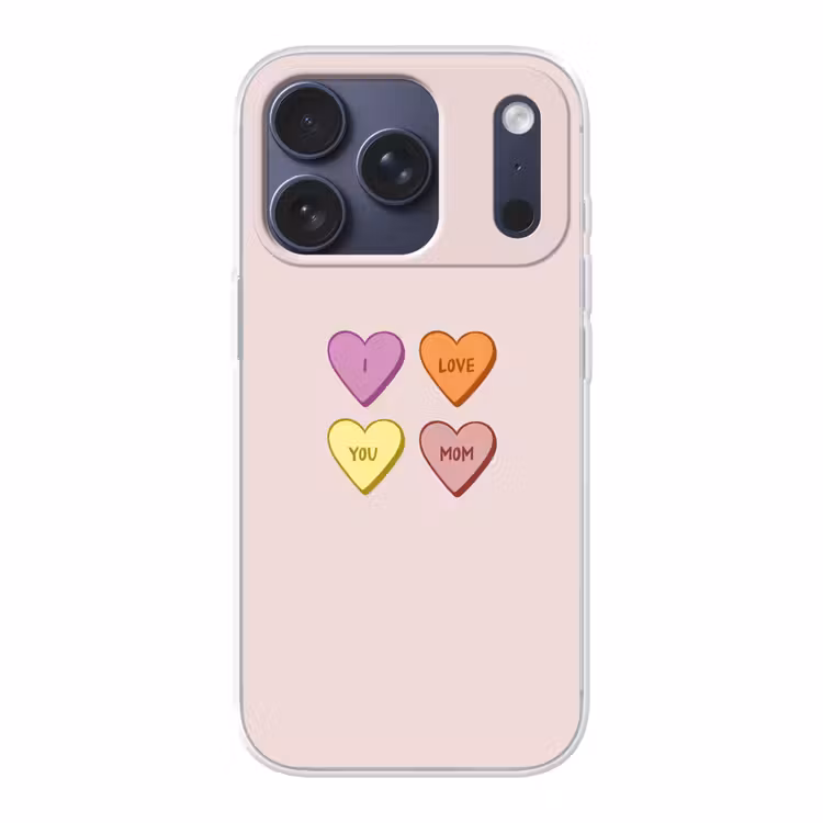 Hartjes - Pastel - Liefde - Moeder Telefoonhoesje iPhone 17 Pro klein -3d