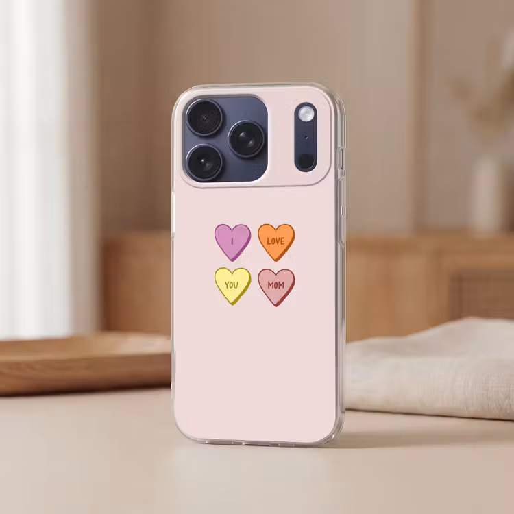 Hartjes - Pastel - Liefde - Moeder Telefoonhoesje iPhone 17 Pro klein -sfeer2