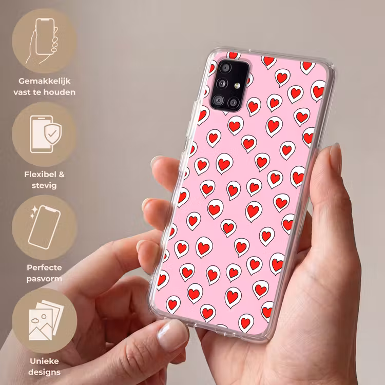 Hartjes - Patroon - Rood Telefoonhoesje Samsung Galaxy A51 5G klein 373 -sfeer3_NL