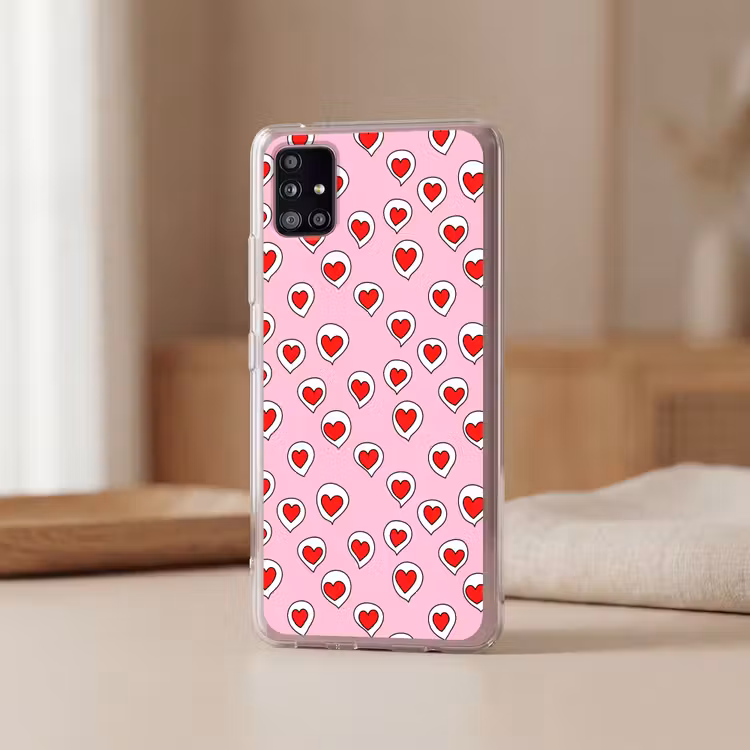 Hartjes - Patroon - Rood Telefoonhoesje Samsung Galaxy A51 5G klein 373 -sfeer2