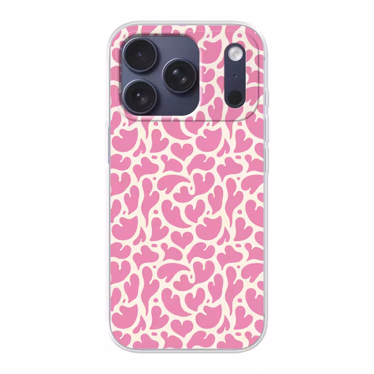 Hartjes - Print - Roze - Wit Telefoonhoesje iPhone 17 Pro klein -3d
