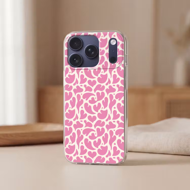 Hartjes - Print - Roze - Wit Telefoonhoesje iPhone 17 Pro klein -sfeer2