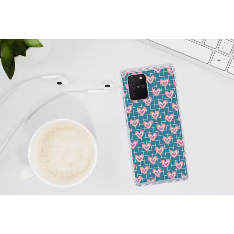 Hartjes - Raster - Patroon - Blauw Telefoonhoesje Samsung Galaxy S10 Lite klein 364 -oordopS10Lite