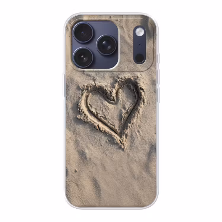 Hartvorm - Getekend - Beige - Zand Telefoonhoesje iPhone 17 Pro klein -3d