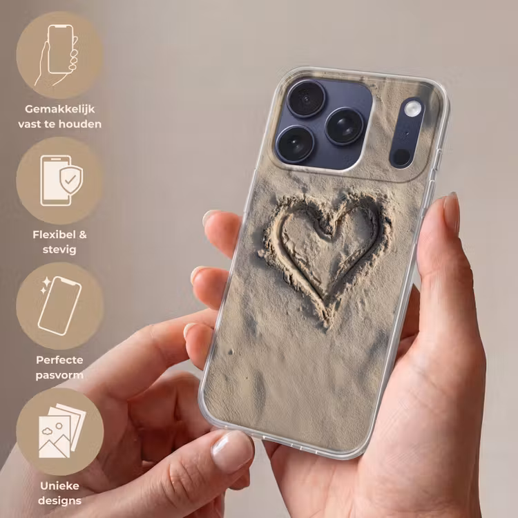 Hartvorm - Getekend - Beige - Zand Telefoonhoesje iPhone 17 Pro klein -sfeer3_NL