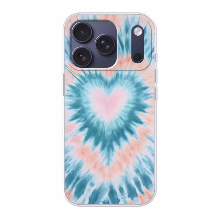 Hartvormig - Tie dye - Pasteltinten - Lichtgroen Telefoonhoesje iPhone 17 Pro klein -3d