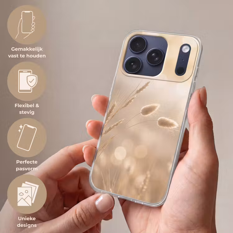 Hazestaartgras - Graanharen - Zonlicht Telefoonhoesje iPhone 17 Pro klein -sfeer3_NL